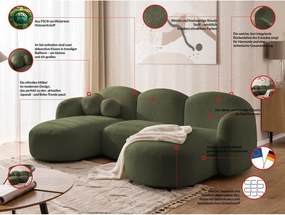 Divano angolare verde (a U) con rivestimento in bouclé Orbit – Ropez