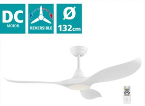 Ventilatore Cirali 52 1 Abs Bianco Opaco E Acrilico Bianco Led Cct