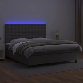 Giroletto molle con materasso e led grigio 180x200cm similpelle