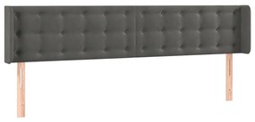 Testiera ad orecchio grigio scuro 183x16x78/88 cm in velluto