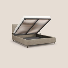 Mariana letto imbottito contenitore con cuscini in tessuto impermeabile T02 beige