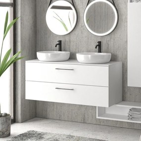 Kamalu - mobile bagno 120cm con 2 cassetti e piano per lavabo appoggio el-120p