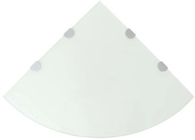 Scaffali Angolari 2 Pz Supporti Cromati E Vetro Bianco 45x45 Cm /