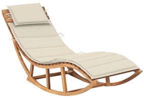 Lettino Prendisole A Dondolo Con Cuscino İn Massello Di Teak /