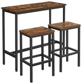 Set tavolo da bar con 2 sgabelli BARTIS marrone/nero