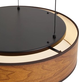 Lampada a sospensione moderna nera con stampa effetto legno di noce, LED integrato dimmerabile a 3 fasi, Easylift - Drew