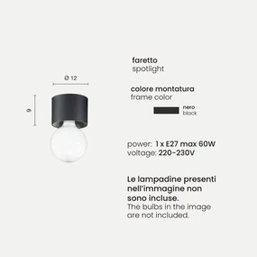 Plafoniera moderna alluminio Nero - BOW E27 lampadina a vista 12x9 cm