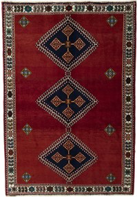 Shiraz Tappeto persiano 210x150 Rosso (Iran) Annodato A Mano