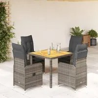 Set Bistr da Giardino 5 pz con Cuscini in Polyrattan Grigio 3277020