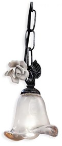 Lampadario Classico Siena Metallo E Ceramica Nero Sfumato Argento 1 Luce E14
