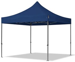 TOOLPORT 3x3m gazebo pieghevole con laterali (finestre panoramiche), PREMIUM acciaio, blu scuro - (600010)