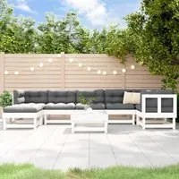 Set Divani da Giardino 8pz con Cuscini in Legno Massello Bianco 3185865