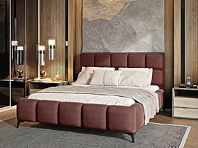 Letto matrimoniale con box contenitore California - 180 x 200 cm , Tessuto rosa antico