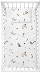 Set copripiumino e federa da bambini bianco in cotone renforcé per culla 100x150 cm Dinozor – Mijolnir
