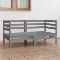 Divano da Giardino a 2 Posti Grigio in Legno Massello di Pino cod mxl 73564