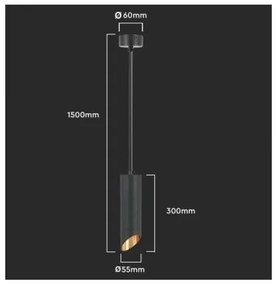 Lampadario a sospensione con supporto rigido 1xGU10/35W/230V 30 cm nero