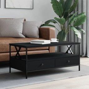 Tavolino Da Salotto Nero 100x51x45 Cm İn Legno Multistrato /