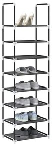 Scarpiera 8 Ripiani Nera 44x28x145 Cm İn Tessuto Non Tessuto /