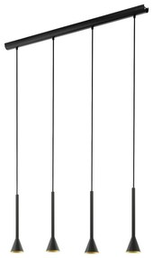 Lampadario Contemporaneo Cortaderas Acciaio Nero Oro 4 Luci Gu10 4,8W