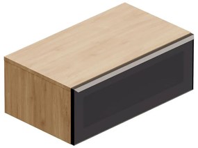 Mobile da bagno sotto lavabo Star rovere - nero/vetro dark grey L 80.3 x H 30 x P 46 cm 1 cassetto, lavabo non incluso