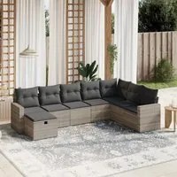 Set Divano da Giardino 8pz con Cuscini Grigio Chiaro Polyrattan 3263588