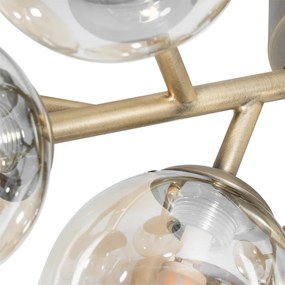 Plafoniera smart bronzo con vetro ambrato 12 luci incl. 12 Wifi G9 - Bianca