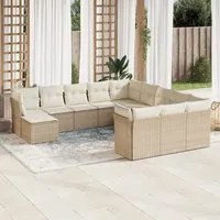 Set Divani da Giardino 12 pz con Cuscini Beige in Polyrattan 3250467