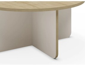 Tavolino da salotto rotondo color crema/di colore naturale con piano effetto rovere ø 80 cm Hillary – Marckeric