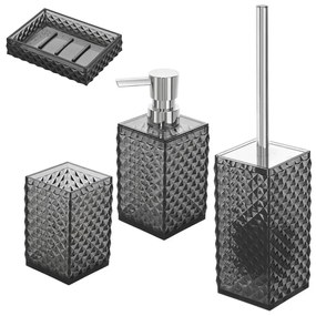 Set 4 Accessori D'Appoggio Feridras "Milano" Nero Trasparente