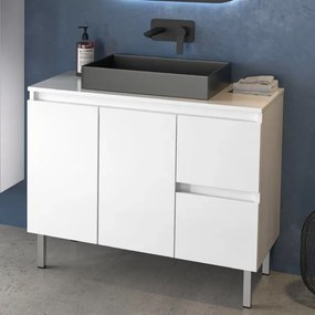 Mobile bagno 100cm a terra con 2 cassetti e 2 sportelli TOD-100PP - KAMALU