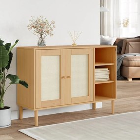 Credenza Senja Aspetto Rattan 112x40x80 Cm Legno Massello Pino /