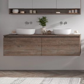 Mobile bagno sospeso 155 cm con doppio cassetto SP-155P - KAMALU