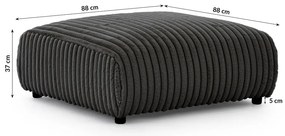 Poggiapiedi grigio scuro con rivestimento in velluto a coste Justin – Ropez