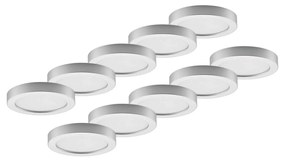 Prios Plafoniera LED Edwina, argento, 25 cm, set da 10