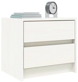 Comodini 2 pz Bianchi 40x31x35,5 cm in Legno Massello di Pino