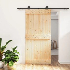 Porta Scorrevole Con Set Hardware 100x210cm Legno Massello Pino /