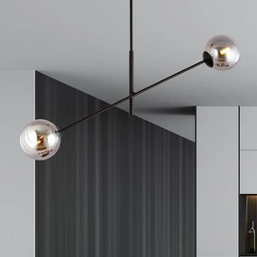 Lampadario da Soffitto in Acciaio e Vetro LINEAR 2 Nero 2xE14 Colore delle Sfere Grafite