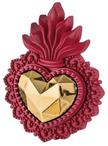 BONGELLI PREZIOSI cuore ex voto rosso e oro 12 x 16 h