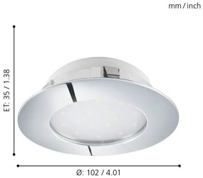 Eglo 95888- Lampada LED da incasso PINEDA 1xLED/12W/230V