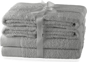 Asciugamani e teli da bagno in spugna di cotone grigio in un set di 6 pezzi Amari - AmeliaHome