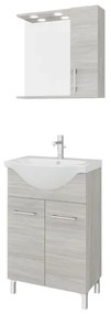 Mobile sottolavabo e lavabo con sifone Symoa per vasca centrale legno grigio in truciolare L 55 x H 81.5 x P 50.5 cm, 2 ante