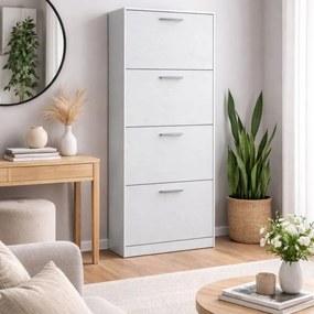 Scarpiera Salvaspazio Slim da Ingresso Legno Melaminico 63x24x150 Bianco Cemento