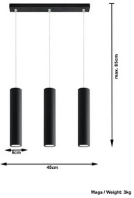 Lampadario nero in metallo Castro – Sollux