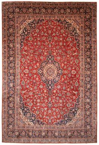 Kashan Tappeto 390 x 270 Rosso (Iran) Annodato A Mano