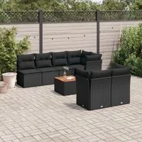 Set Divano da Giardino 6 pz con Cuscini Nero in Polyrattancod mxl 113114