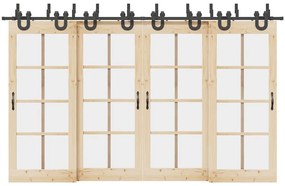 Kit Di Binari Per Porte Scorrevoli 366 Cm Acciaio Nero /