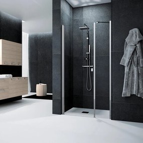 Porta doccia L 50 cm x H 200 cm per nicchia in vetro trasparente SP. 6 mm, profilo lucido cromo, serie Glam