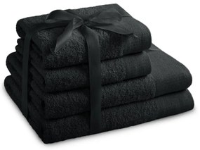 Set di asciugamani per viso e corpo tipo terry neri in cotone 4 pz Amari – Restilo