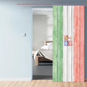 Porta scorrevole Italia in alluminio multicolore, L 92.5 x H 211.5 cm, con binario Alu/legno Reversibile