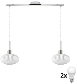 Lampada a sospensione LED su cavo HARMA 2xE27/60W/230V cromo opaco/bianco